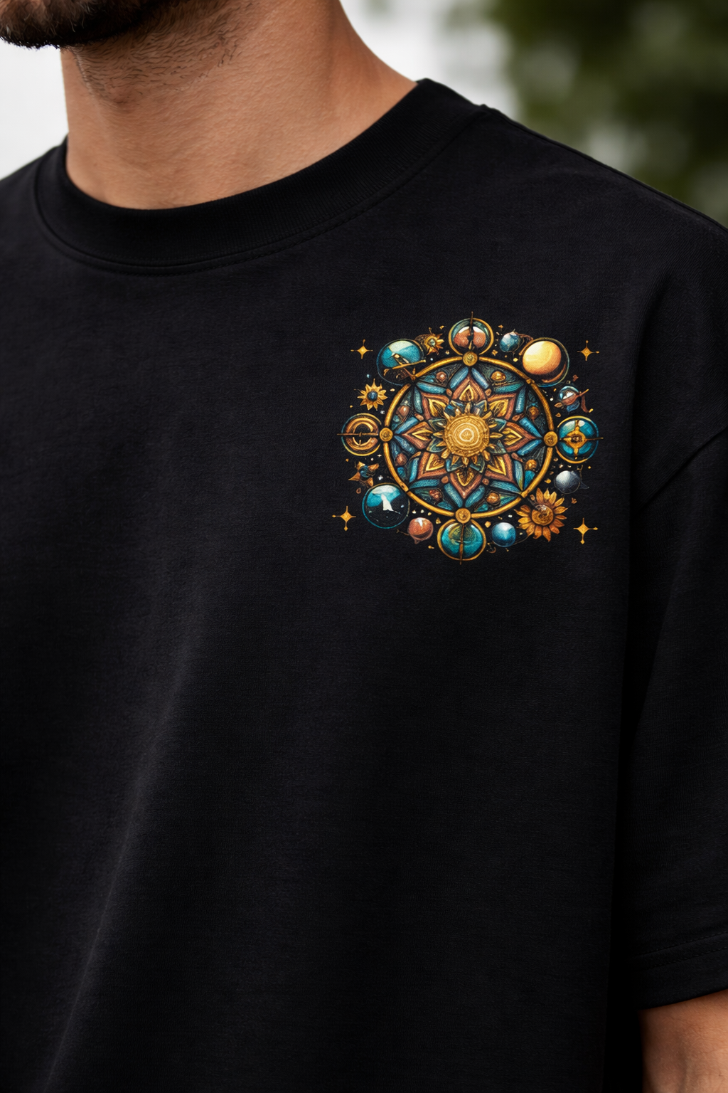 Brahmand Oversized T-Shirt – Cosmic Universe Graphic Back Print | Premium Streetwear Tee