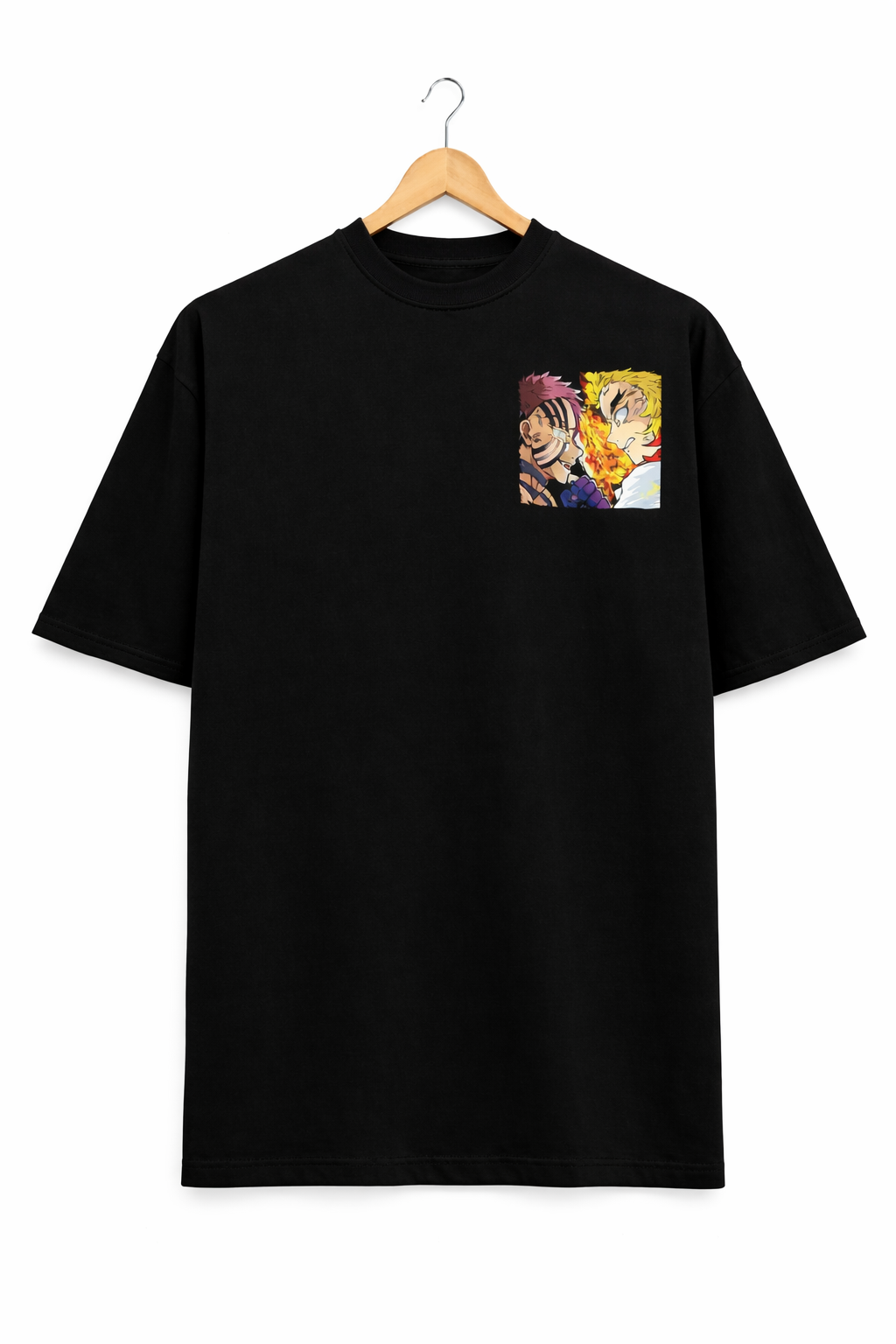 Akaza vs Rengoku Oversized T-Shirt – Demon Slayer Anime Battle Back Print | Premium Streetwear Tee