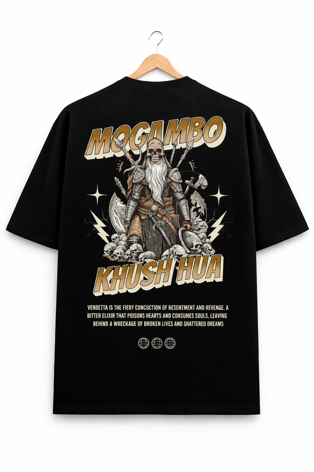 Mogambo Khush Hua Oversized T-Shirt – Iconic Villain Graphic Back Print | Bollywood Streetwear Tee