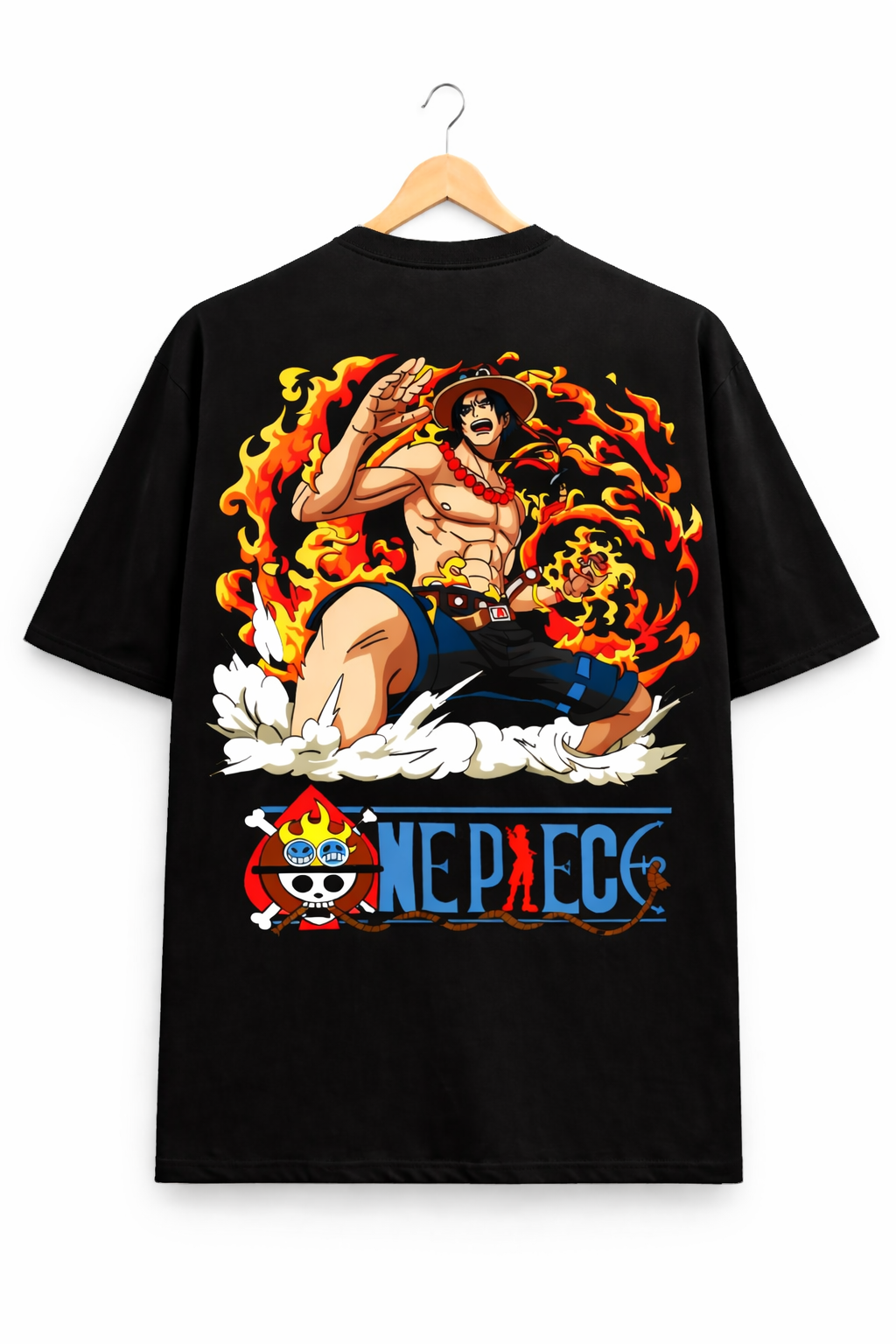 Portgas D. Ace Oversized T-Shirt – One Piece Fire Fist Anime Back Print | Premium Streetwear Tee