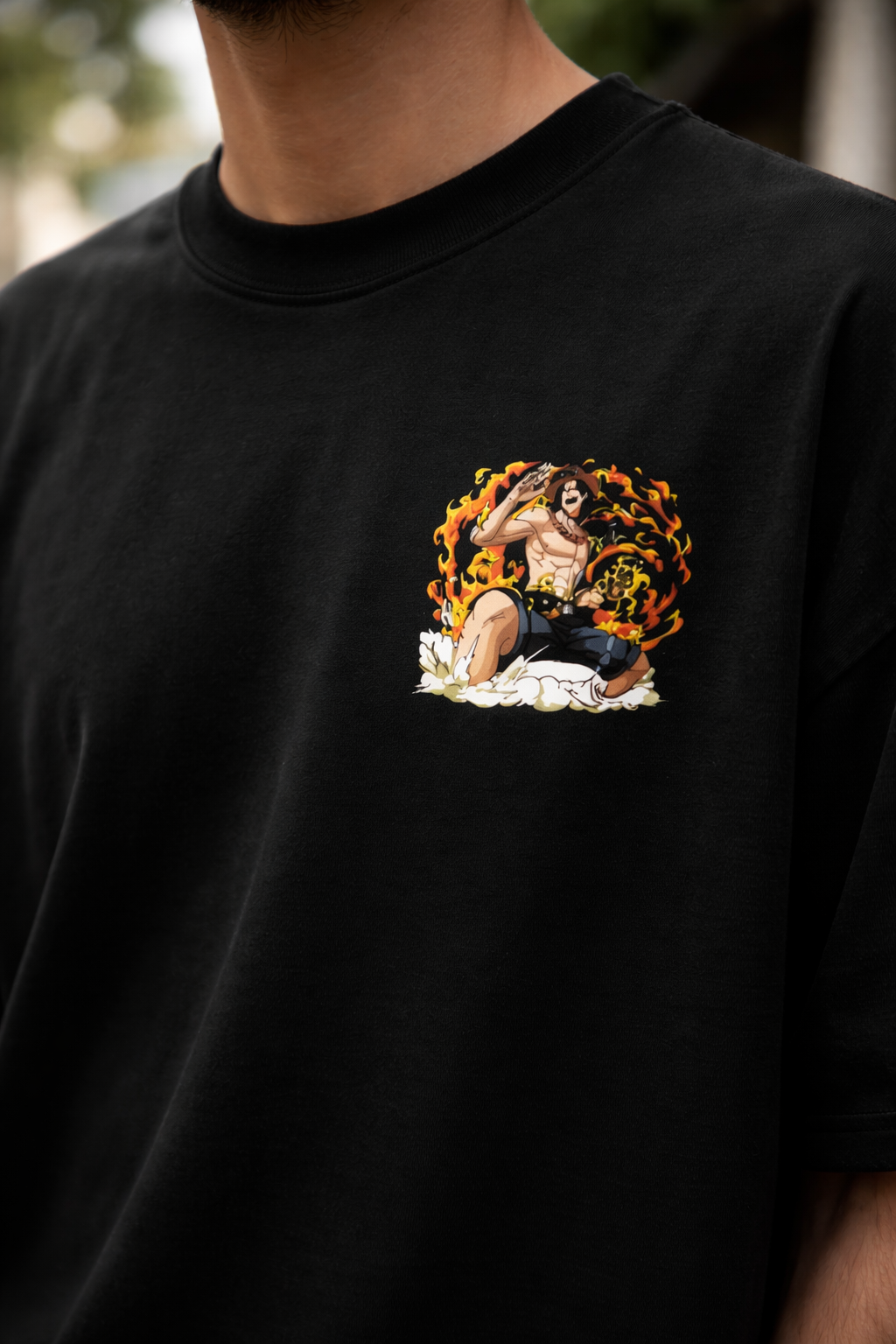 Portgas D. Ace Oversized T-Shirt – One Piece Fire Fist Anime Back Print | Premium Streetwear Tee